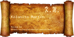 Kolonits Martin névjegykártya